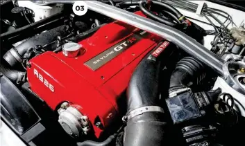  ??  ?? 03 The heart of Godzilla, a 2.6lt twin-turbo inline-six, is still formidable today.