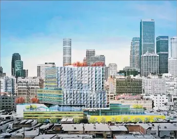  ?? Brooks + Scarpa ?? A RENDERING shows the proposed redevelopm­ent of the Southern California Flower Market downtown.
