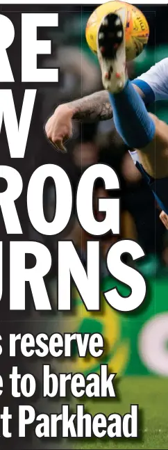  ??  ?? Jason Kerr holds off Tom Rogic, while Odsonne Edouard struggles to score (top right) and Moussa Dembele struggles to watch (centre); Brendan Rodgers (below)