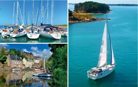  ??  ?? Top right: yachts rafted to a mooring buoy at Höedic.
Far right: Terysa Vanderloo and Nick Fabbri spent six years cruising on their Southerly 38 Ruby Rose
Right: the pretty harbour of La Roche-bernard