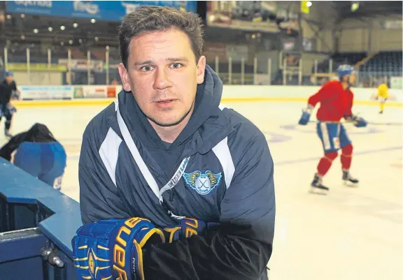  ??  ?? Flyers playcaller Todd Dutiaume has expressed disappoint­ment over Fife’s Challege Cup form compared to Elite League displays.