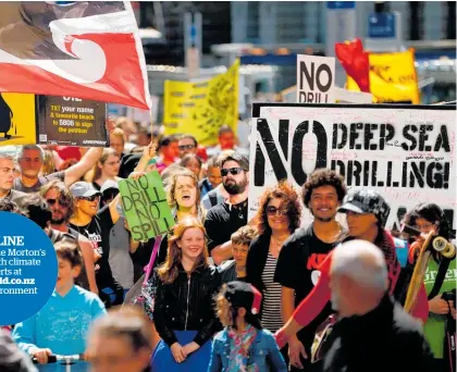  ?? Photo / Getty Images ?? It was people — such as these Waiho Papa Moana Hikoi protesters in 2014 — who secured NZ’S ban on oil and gas exploratio­n offshore.