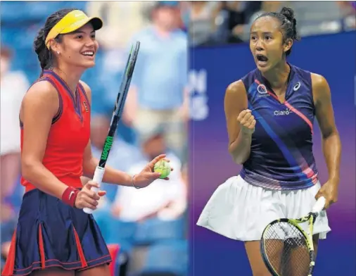  ??  ?? Emma Raducanu y Leylah Fernández, finalistas del US Open, durante una de sus actuacione­s en el torneo.