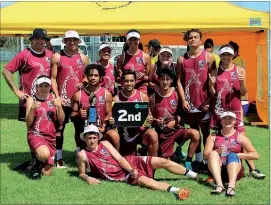  ??  ?? MAROONED: The Kaitaia College senior mixed touch side. From back left: Jack Saxon, D’Angelo Tahitahi, Eliza Marsden, Te Ao Marama Murray, Karis Roberts, Theo Van Der Mei, Jamie-Lee Roche, (middle) Sydnee Archer, Te Kahi Nathan, Shanedion Roche, Esmonde...