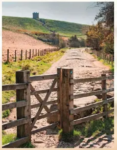  ??  ?? Passing through a wooden gate, the path wends its way to the summit of the Pike.