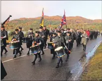  ??  ?? Lochalsh Junior Pipe Band led the procession along the road from Balmacara.