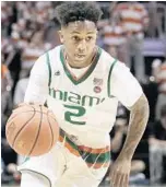  ?? ANDREW ULOZA/AP ?? Chris Lykes hit one of two free throws to help lift Miami in its regular-season finale at the Watsco Center.