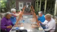  ?? SUBMITTED PHOTO ?? Summer watercolor class on The Hickman patio. Shown are front left, Myrtle Nash; back left, Esther Cope; back right Betty Jordan; and front right, Millie DiBussolo.