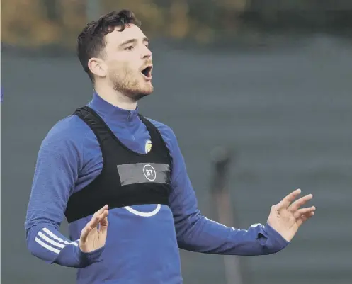  ??  ?? 0 Scotland captain Andy Robertson has lost in Belgrade before with Liverpool – he can’t afford a repeat result this evening