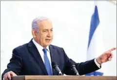  ?? POOL/AFP ?? Israeli Prime Minister Benjamin Netanyahu accused arch-foe Iran on Monday of a recent attack on an Israeli-owned ship, noting that his country was ‘striking back’ the morning after a raid on Syria.