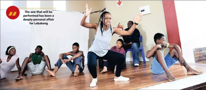  ??  ?? Lead actress Thembelihl­e Hadebe and members of the Ngizwe (‘hear me’) Youth Theatre group rehearse for ‘The Little One’ at the Noordgesig Community Hall. Pictures: Nokuthula Mbatha