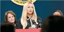  ?? AP-Yonhap ?? Hotel heiress and media personalit­y Paris Hilton speaks about a proposed bill calling for more transparen­cy at youth treatment facilities during a press conference in Sacramento, Calif., Monday.