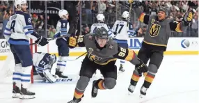  ??  ?? Tomas Nosek of the Vegas Golden Knights celebrates his goal against the Winnipeg Jets in the Western Conference finals. HARRY HOW/GETTY IMAGES