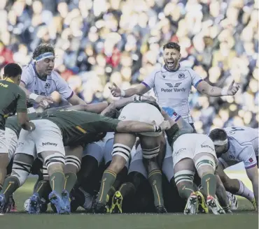  ?? ?? 0 World champions South Africa dominated the scrum as they overpowere­d the Scots at Murrayfiel­d