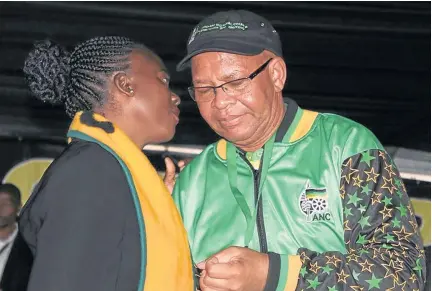  ?? /Facebook ?? Vhembe district municipali­ty mayor Florence Radzilani shares a word with Limpopo premier Stan Mathabatha in this file picture. A recorded telephone call in which Mathabatha proposes love to the mayor has gone viral on social media.