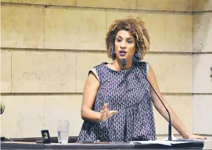  ?? Renan Olaz/CMRJ ?? Socióloga e mestra em Administra­ção Pública, Marielle Franco fez da defesa dos direitos humanos uma de suas principais bandeiras como vereadora no Rio