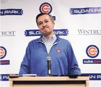  ?? MORRY GASH/ASSOCIATED PRESS ?? Cubs chairman Tom Ricketts answers questions during a news conference Monday in Mesa, Ariz.