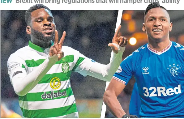  ??  ?? Foreign imports, like Odsonne Edouard (left) and Alfredo Morelos, will soon all require work permits to play in Scottish football