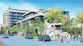  ?? PHOTOS BY CITY OF WEST PALM BEACH/COURTESY ?? The mixed-use developmen­t at the site of the old City Hall is expected to be completed by 2019.