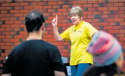  ?? ?? Shake, Rattle & Roll facilitato­r Gail Langdon heads the group.
