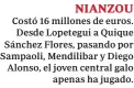  ?? ?? NIANZOU Costó 16 millones de euros. Desde Lopetegui a Quique Sánchez Flores, pasando por Sampaoli, Mendilibar y Diego Alonso, el joven central galo apenas ha jugado.