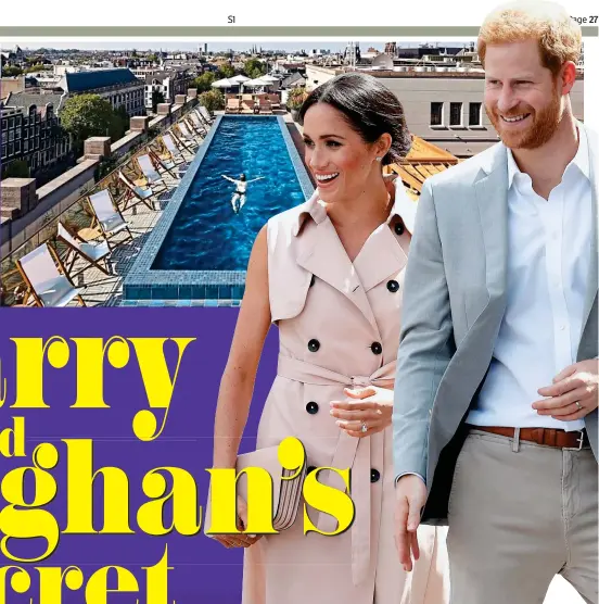  ??  ?? Guests of honour: Meghan and husband Harry stayed at Soho House in Amsterdam (inset)