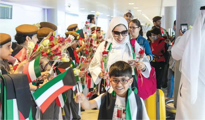  ??  ?? ↑
Abu Dhabi Internatio­nal Airport celebrates Kuwait National Day.