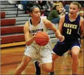  ?? TANIA BARRICKLO — DAILY FREEMAN FILE ?? Jaid Harrell scored nine points in Kingston’s semifinal loss to MonroeWood­bury.