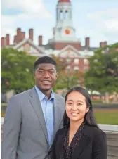  ?? SUBMITTED ?? Noah Harris of Mississipp­i and Jenny Gan of Ohio were elected president and vice president of Harvard’s Undergradu­ate Council.