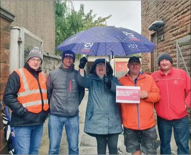  ?? ?? CWU members on the picket line outside Troon’s Royal Mail delivery office as the dispute over pay and conditions rumbles on