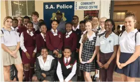  ??  ?? As part of Know Your Town 2019, Interactor­s from local schools visited the Knysna police station.