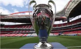  ??  ?? The Champions League trophy on display at Lisbon’s Estádio da Luz before the 2014 final there. Photograph: Hugo Delgado/EPA