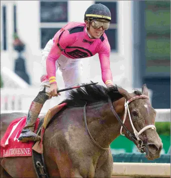  ?? BARBARA D. LIVINGSTON ?? Salty, here winning the Grade 1 La Troienne in spring at Churchill Downs, is being offered at the Fasig-Tipton Novmeber sale as a racing or broodmare prospect.