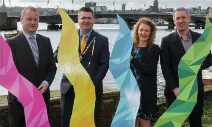  ??  ?? At the launch of the Wexford Business Awards. From left: Tom Enright, chief executive of Wexford County Council, Karl Fitzpatric­k, president of Wexford Chamber, Tracey Morgan of Wexford Chamber and Niall Reck of Graphedia.