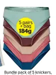  ?? ?? Bundle pack of 5 knickers, Modibodi, £47.60 5 pairs + bag 184g