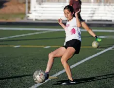  ??  ?? ATC’s Amberly Garcia runs drills during practice Tuesday.