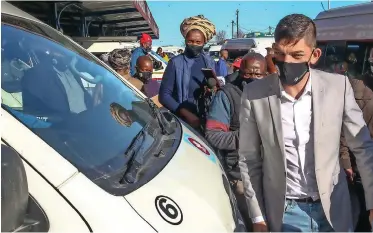  ?? | LEON LESTRADE ?? TRANSPORT and Public Works MEC Daylin Mitchell visited the Khayelitsh­a Site C taxi rank yesterday.