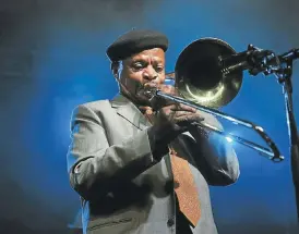  ?? Veli Nhlapo ?? Brass selection: Jonas Gwangwa performs during the 20th Standard Bank Joy of Jazz Festival at the Sandton Convention Centre in Johannesbu­rg. /