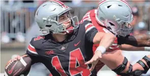  ?? ?? Ohio State quarterbac­k Tristan Gebbia wants to go into coaching once his playing career is done.