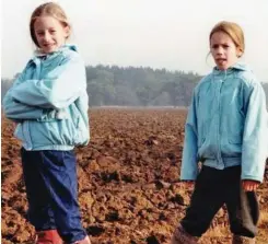  ??  ?? Twins: Miss Flack, right, and her sister in 1980s Norfolk