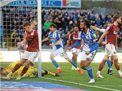  ?? Pictures: Andy Watts/JMP ?? Josh Grant celebrates scoring Bristol Rovers’ equaliser against Northampto­n