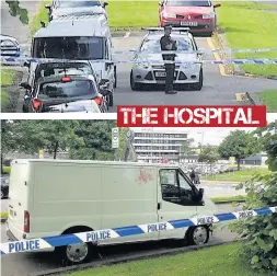  ??  ?? CORDON Uniformed police stood guard over the van near hospital yesterday