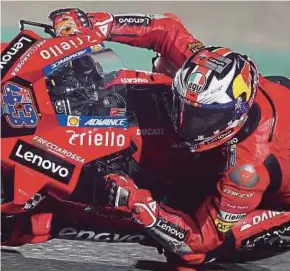  ?? AFP PIC ?? Ducati Lenovo Team’s Jack Miller in action during free practice on Friday ahead of the Grand Prix of Doha at the Losail Internatio­nal Circuit.