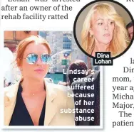  ??  ?? Dina Lohan
Lindsay’s
career suffered because
of her substance
abuse