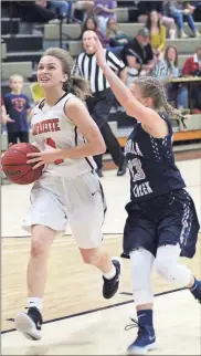  ?? / Scott Herpst, file photo ?? Lafayette’s Latyah Barber drives to the hoop during a game against Coahulla Creek last season. The sophomore is expected to be a go-to player once again.