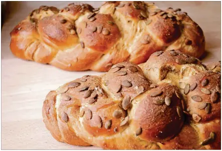  ?? CONTRIBUTE­D BY SHANNON SARNA ?? Challah is one of the many traditiona­l Jewish foods eaten during the Jewish New Year celebratio­ns of Rosh Hashana. Because the holiday is in September, it’s a good time to make pumpkin spice challah, if you are so inclined. This version is from “Modern...