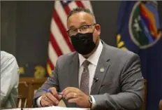  ?? Evert Nelson/The Topeka Capital-Journal via AP ?? The Department of Education rolled back a Trump-era policy on Monday to give states more power to regulate student loan companies. Secretary of Education Miguel Cardona, pictured, emphasized “enhancing comsumer protection­s for student loan borrowers.”