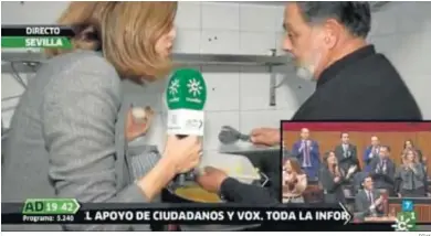  ?? RTVA ?? Receta de huevo de avestruz en ‘Andalucía Directo’ que se ofrecía en el momento de la proclamaci­ón del nuevo presidente.