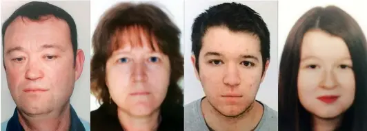  ??  ?? Pascal et Brigitte Troadec, 49 ans, leur fils Sébastien, 21 ans, et leur fille Charlotte, 18 ans, étaient recherchés depuis le 16 février.