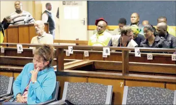  ?? PICTURE:JACQUES NAUDE ?? Penny Sparrow’s daughter, Charmaine Cowie, appeared in the Scottsburg­h Magistrate’s Court.